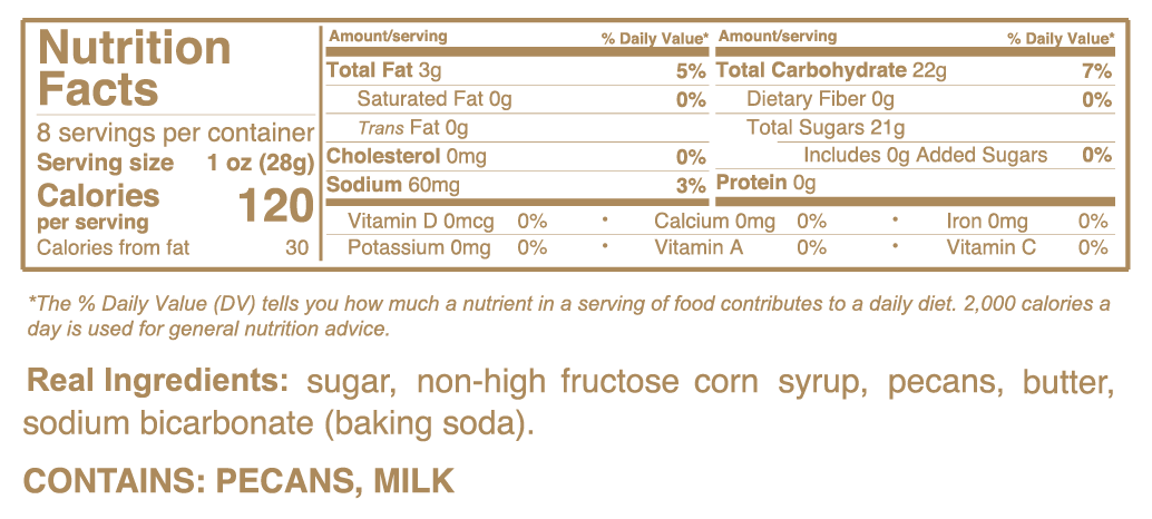 Pecan Brittle Nutrition Facts